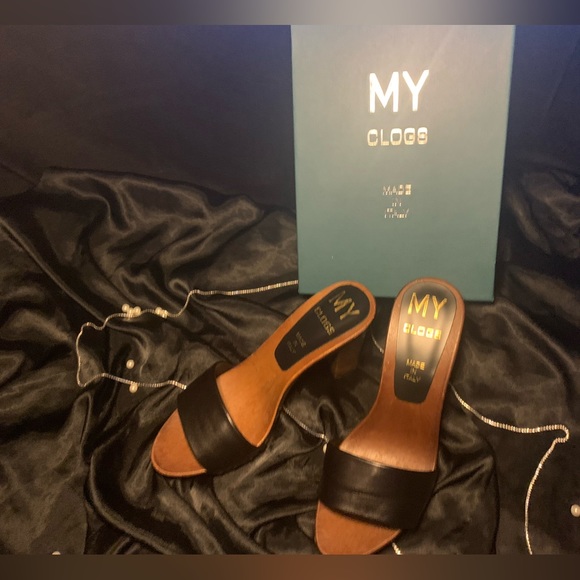 COPY - BLACK CLOGS, SIZE 41 EUR / 10 USA ZOCCOLI~ MY CLOGS~ MADE IN ITALY - Picture 3 of 10